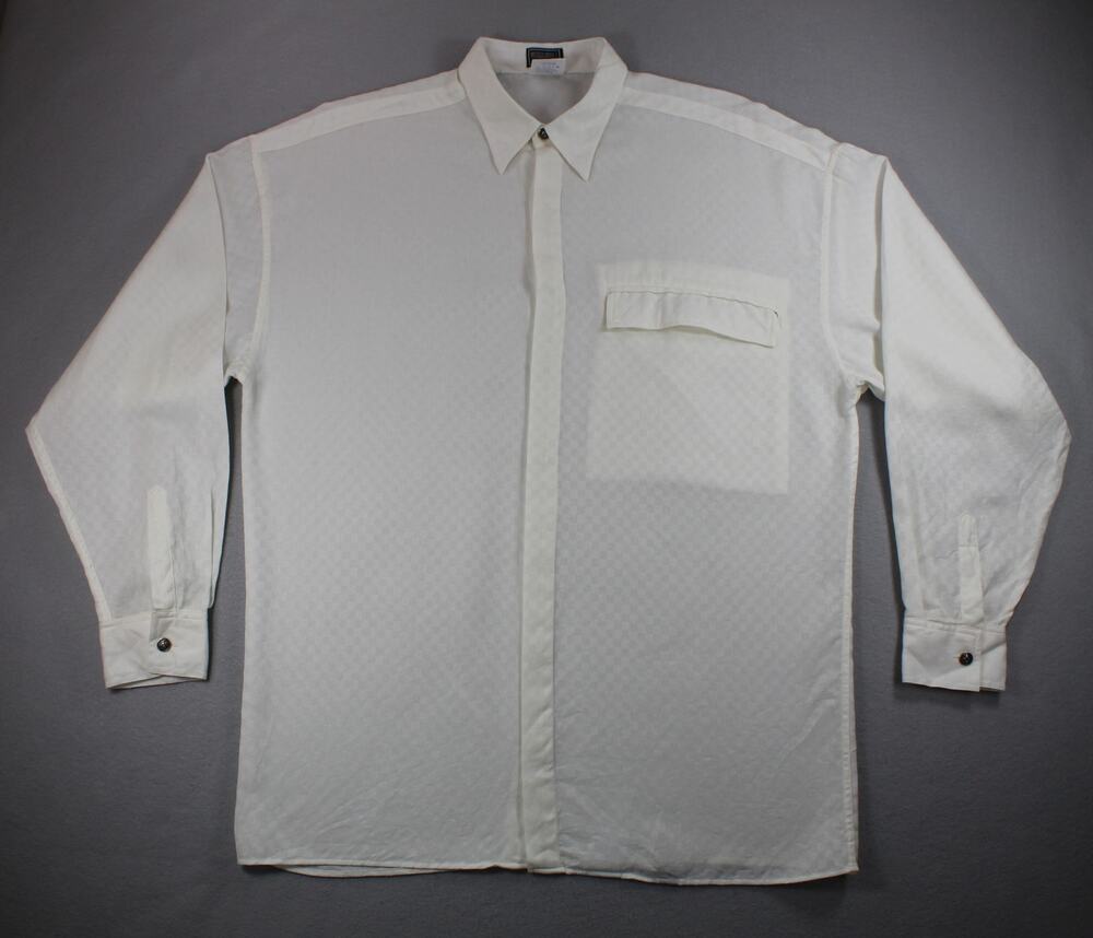 Vintage Versus Gianni Versace Shirt Men's Italian 36/50 White Jacquard Button Up